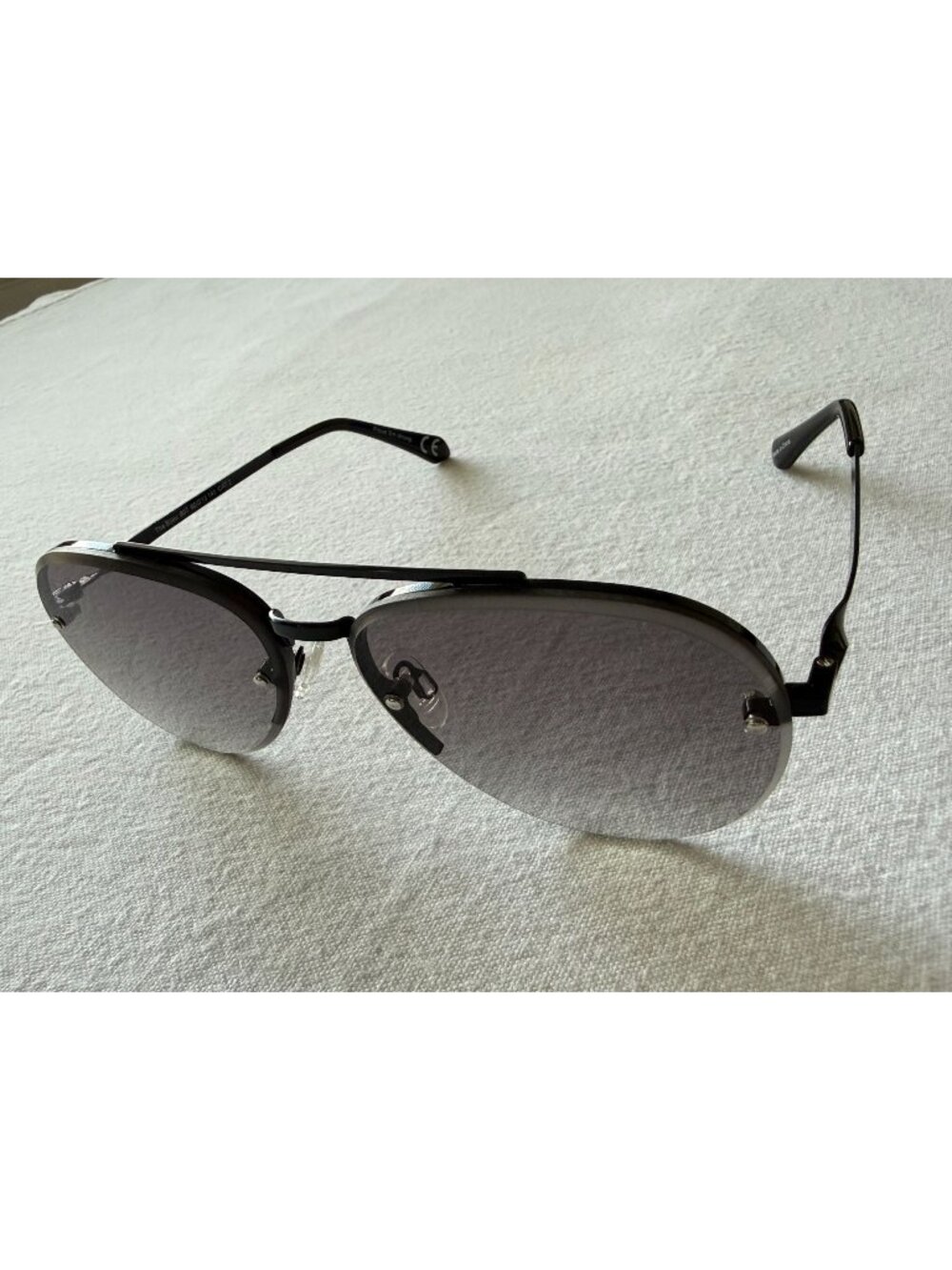 NEW Prive Revaux The Bijou Aviator Sunglasses Black Half-Rim Grey Gradient w/ Ca